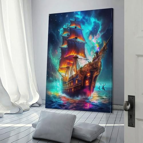 Affiche decoration pour salon chambre tableau sur toile navire finissant mur vide