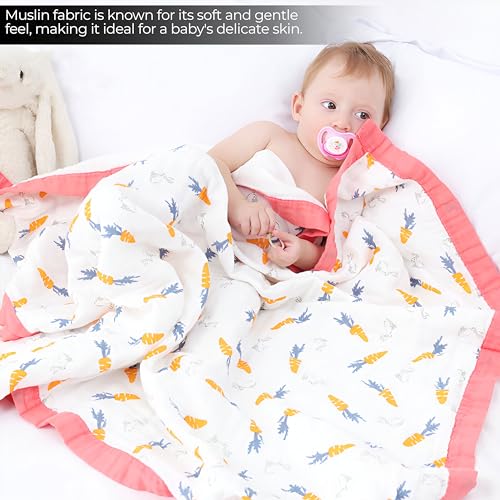 Image of BEMBIKA Baby Blankets for Boys Girls Fleece Throw Baby Blanket Unisex Newborn Infants Stroller Blanket Crib Swaddling Baby Blanket for Kids Toddlers - Orange Carrot