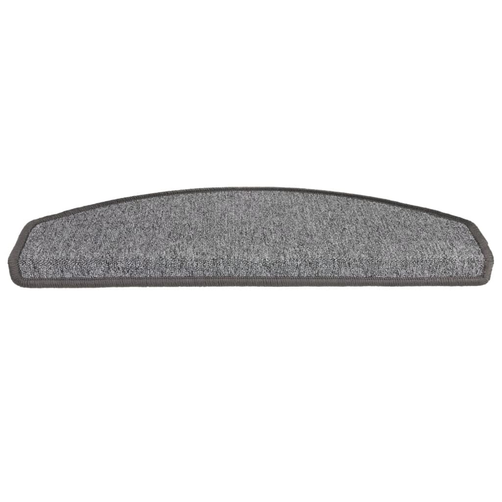 Stufenmatten 15 STK. 65x24x4 cm Dunkelgrau Halbrund, Selbstklebende Treppenstufen Matten aus PP für sicheren Halt und Schutz im Innenbereich
