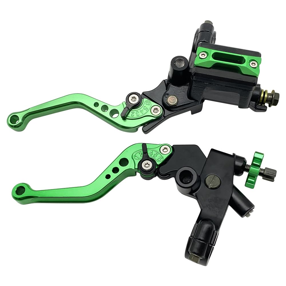 Universal Lenker Hauptbremszylinder Kupplungshebel Set 7/8 Zoll 22 mm kompatibel mit Polaris Yamaha Suzuki Honda Kawasaki Motorrad Grün