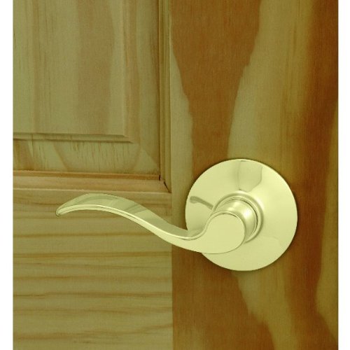 Image of SCHLAGE Accent Hall /Closet Passage Door Handle, Reversible, Bright Brass | Hall or closet lever door handle with no lock, Easy to install, Certified durability, Universal fit