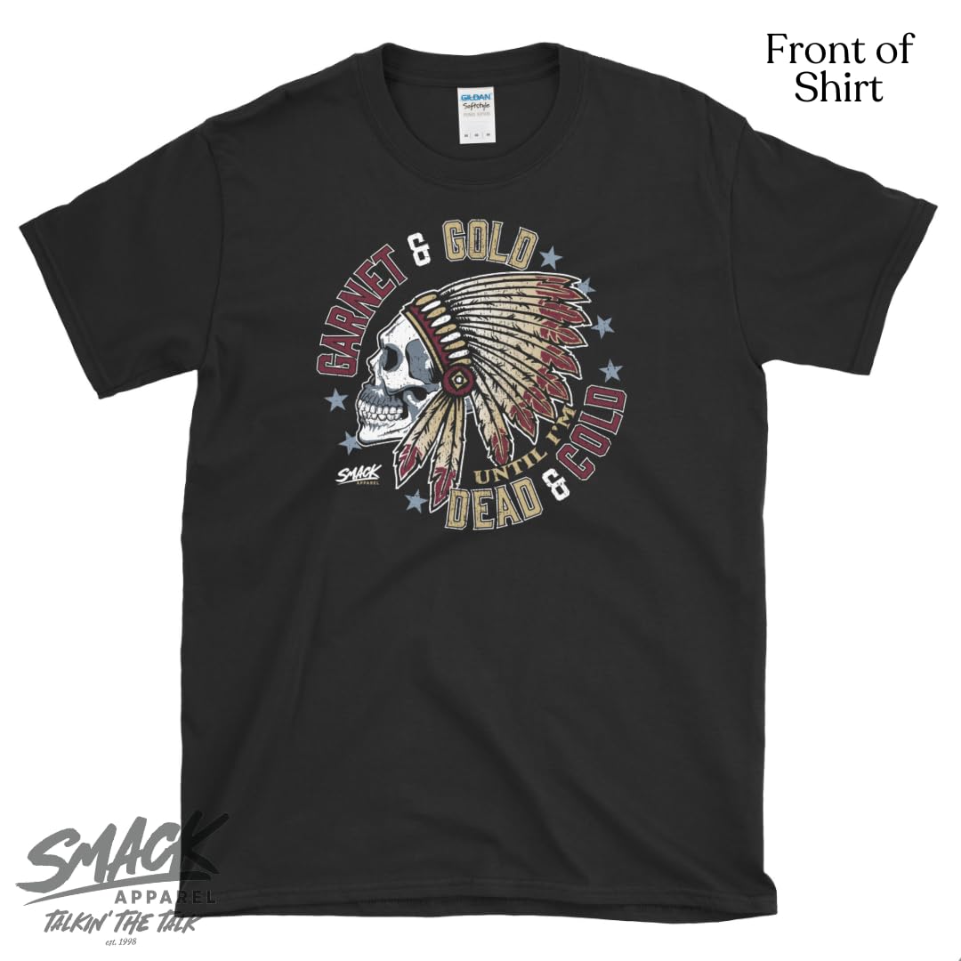 Fans de fútbol del estado de Florida. Camiseta de granate y oro con texto en inglés "Till I'm Dead and Cold Black" (SM-5X), Manga Corta Estilo Suave, XL, Soft Style Black