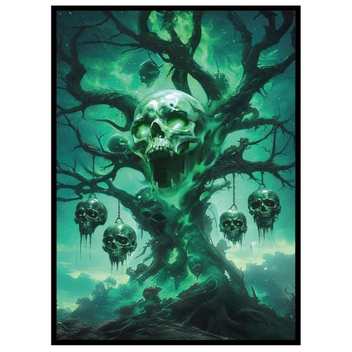 Image of Kabinka MTG Card Sleeves - 100 Standard Size Pack Clear Front & Matte Finish Back with Skull Tree, Premium Sleeves for Magic The Gathering TCG