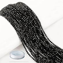 AD Beads Natural Gemstone Diamond-Cut Micro-Faceted 4mm Small Round DIY Necklace Bracelet Jewelry Making Beads Black Tourmaline
