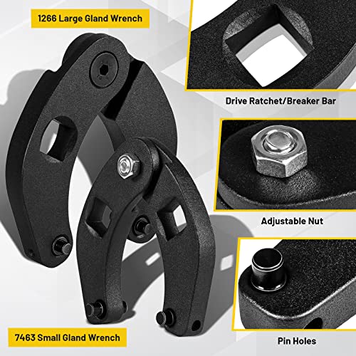 Plobeda 1266 Adjustable Gland Nut Big Wrench & 7463 Universal Hydraulic Cylinder Spanner Small Wrench For Most Farm & Construction Equipment (Set Of 2) #TOP3