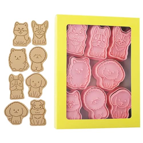 8 Pcs Cute Cookie Cutters Cartoon Embossed Cookie Stamps Cat Kawaii Cuter Set Cookie Cutter for Cake Kids Teens Birthday Party Decorations Funny Gifts（A）