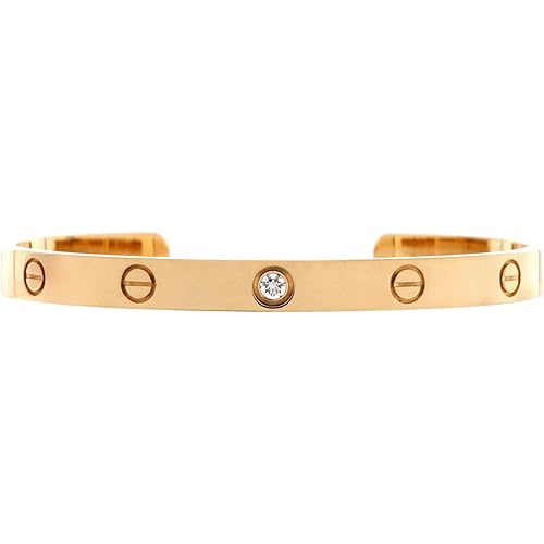 Cartier, Pre-Loved Love 1 Diamond Cuff Bracelet 18K Yellow Gold with Diamond, Yellow Gold
