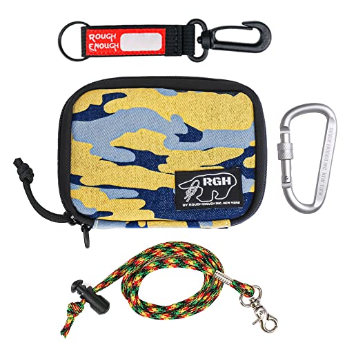 Rough Enough Boys Wallet Neck Lanyard Wallet For Men With Card Holder Zipper Coin Purse Yellow Camo Canvas #TOP6