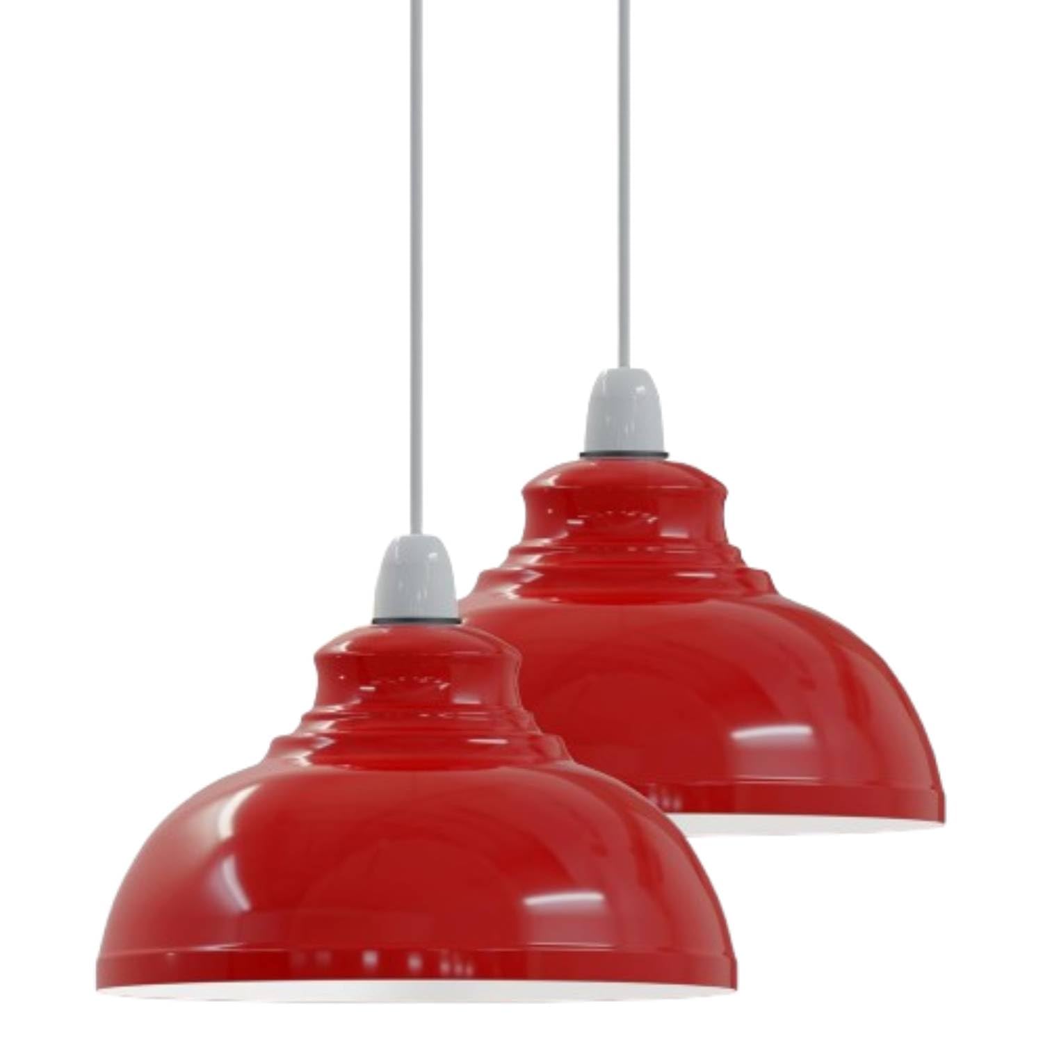 LEDSone Sombra de lámpara de techo de metal fácil de colocar, luz colgante, roja, moderna, iluminación de techo para dormitorio, pasillo, oficina, café, restaurante - Sombra de luz colgante de techo