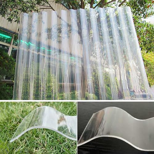 Techo de plástico Corrugado, 0,08 Pulgadas de Espesor, 5 láminas Transparentes, Fibra de Vidrio Resistente a Impactos, Tablero Impermeable Transparente Anti-UV, para invernaderos, cobertizos