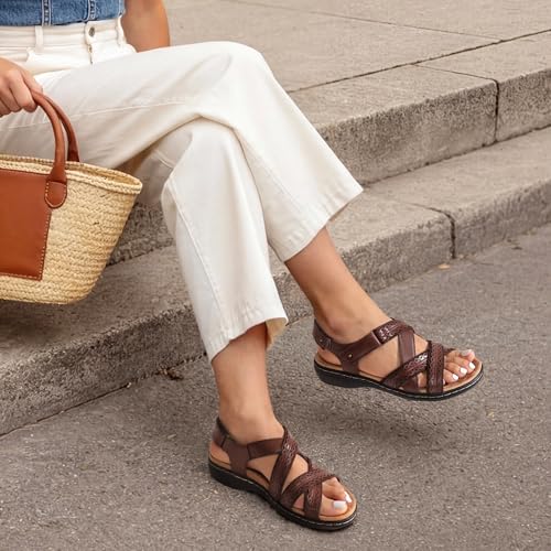 Image of DREAM PAIRS Women's Arch Support Sandals Comfortable Open Toe Dress Flats Walking Sandals For Summer