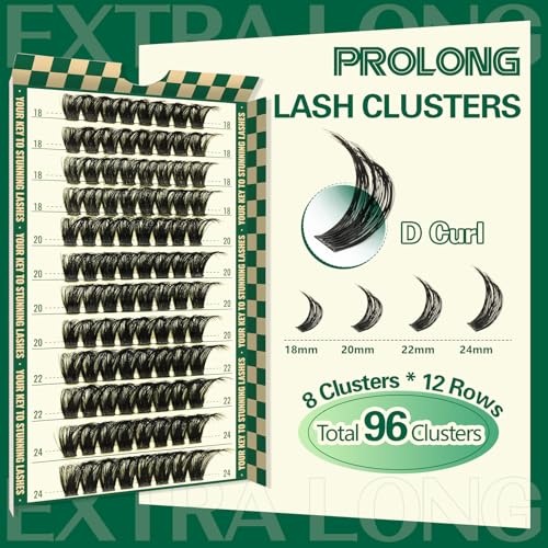 Image of Lash Clusters 96pcs Eyelash Clusters D Curl 18-24MIX Cluster Lashes KEYYOU Volume Wispy Lash Extension Soft&Comfortable Easy DIY at Home(Y02,D-18-24MIX)