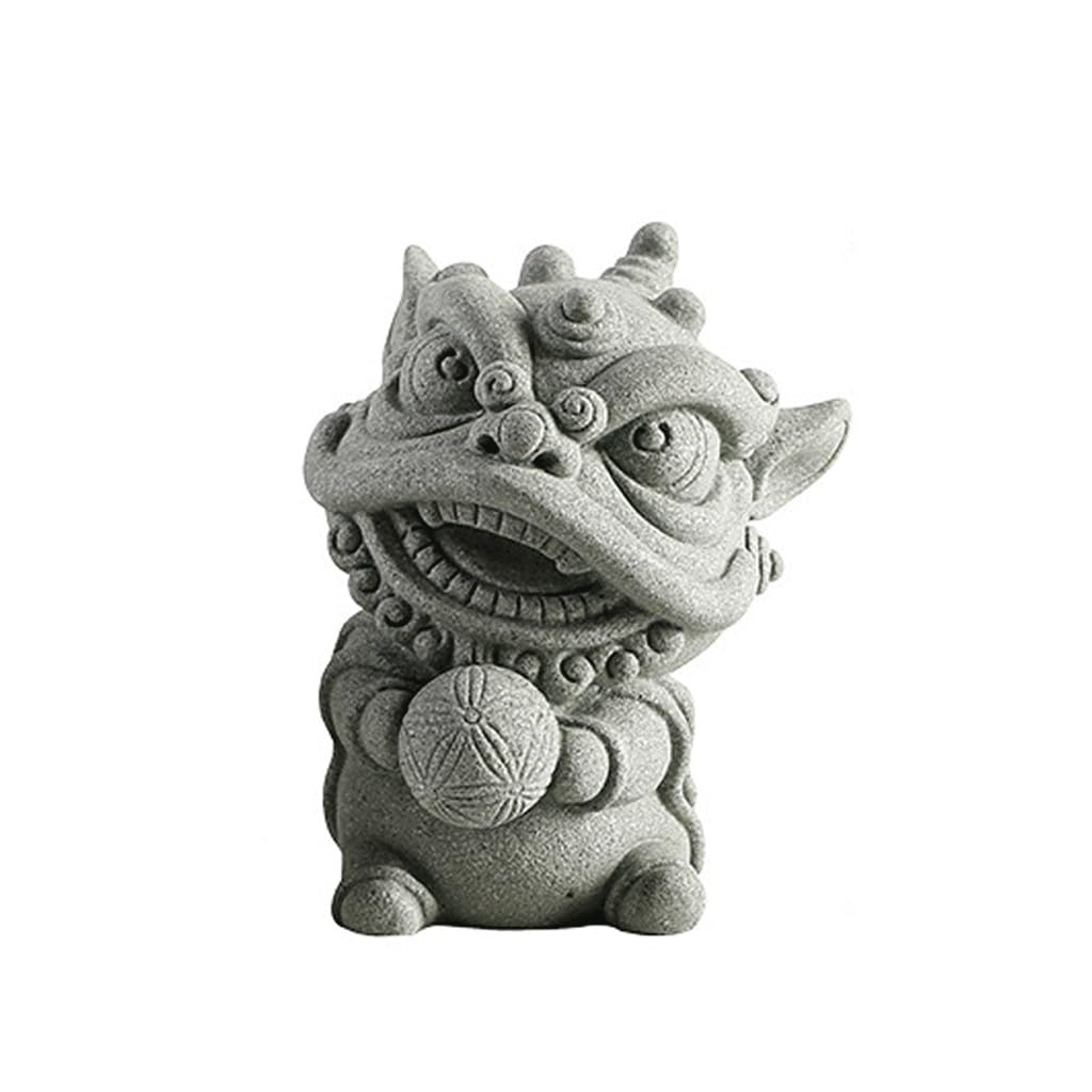 ENGENDER Kung Fu Tea Pet Exquisite Tea Pet, Green Sand Stone Hydrangea Lion Dance To Attract Wealth Desktop Ornaments Chinese Table Decorations(A)