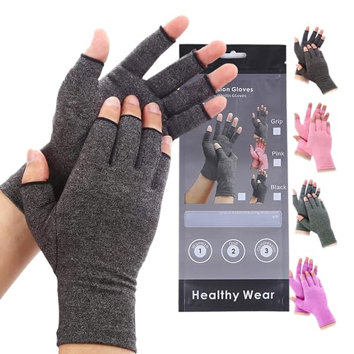 Worzwin Premium Bamboo Gloves, Compression Bamboo Arthritis Gloves for Women, Men (Gray, Large)