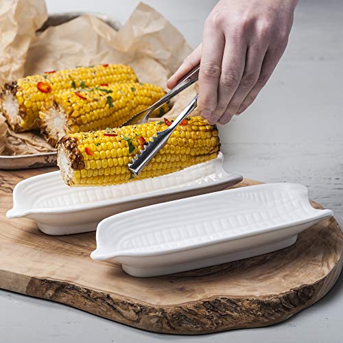 WM Bartleet & Sons 1750 TSET107 Traditional Porcelain Set of 2 Corn on The Cob Serving Plates – White - Image 4