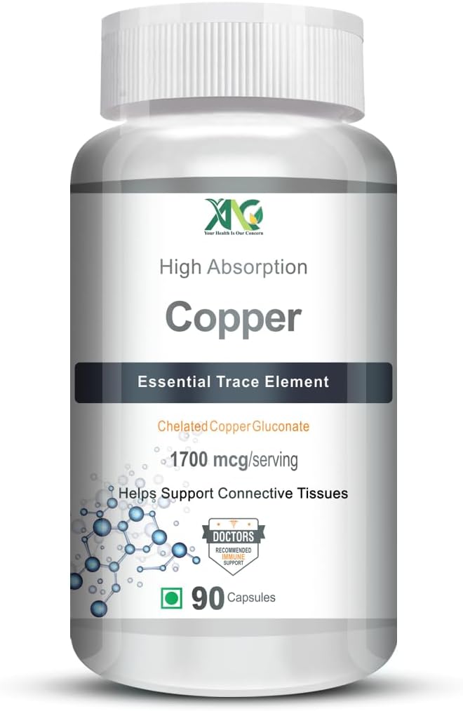 ANC Chelated Copper Gluconate – Support Connective Tissues –1700mcg – 90 Capsules