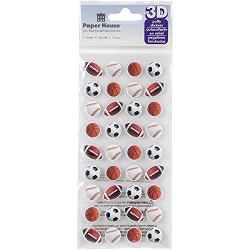Paper House Productions Mini Mixed Sports Balls 3D Puffy Stickers, by Paper House Productions