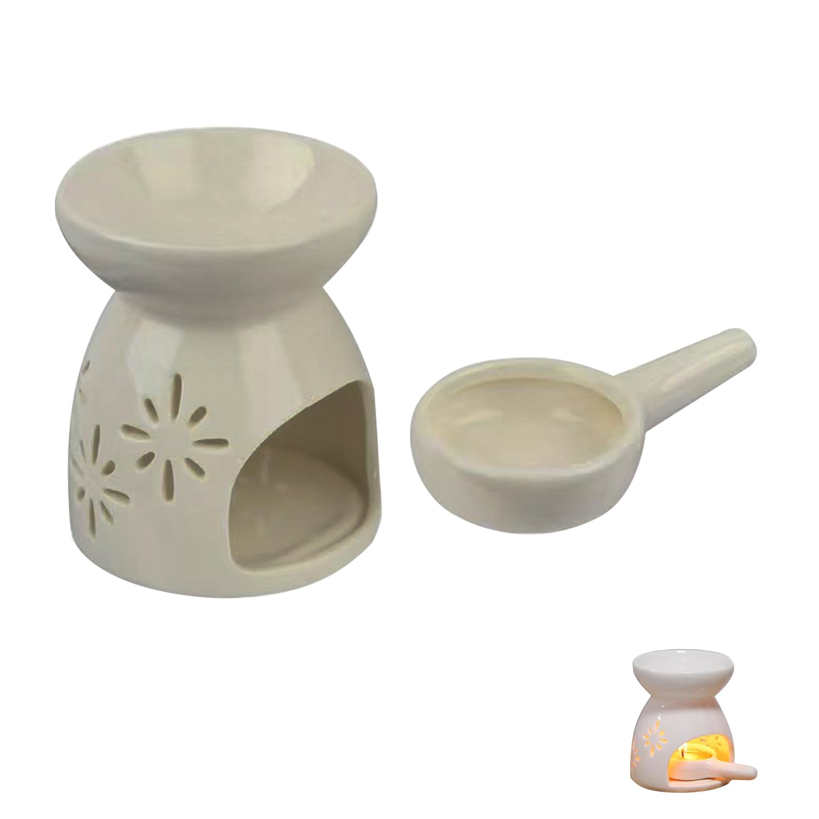 Ceramic Wax Melt Burner Oil Burner for Essential Oils - Modern Candle Warmer with Candle Holder, Decorative Aromatherapy Burners for Home Bedroom Decor