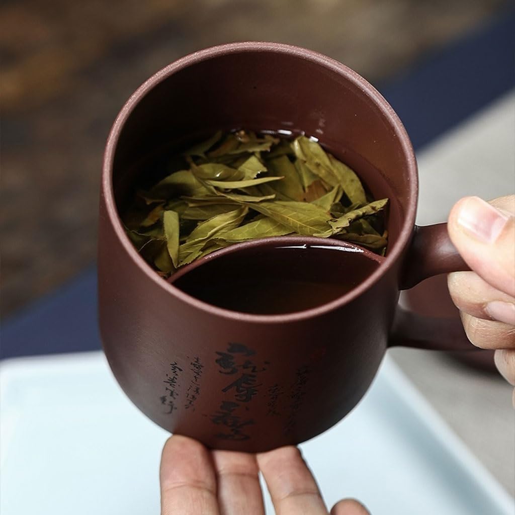 Filiżanki Matcha 480 ml z sitkiem do herbaty fioletowy piasek filiżanka do herbaty filtr separacja wody herbata zaparzająca kubek męski ręcznie robiony zestaw do herbaty kubek do herbaty kubek do