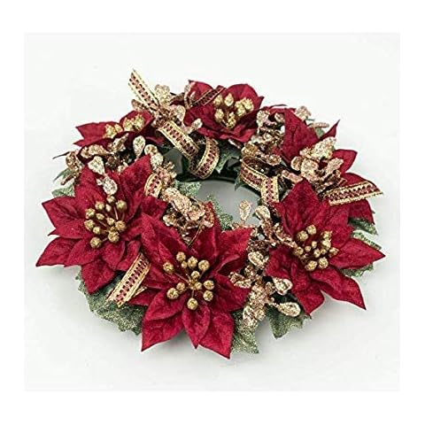 Christmas Candle Rings large 200mm for pillar candle - Various Designs (Burgundy and Gold) Cover