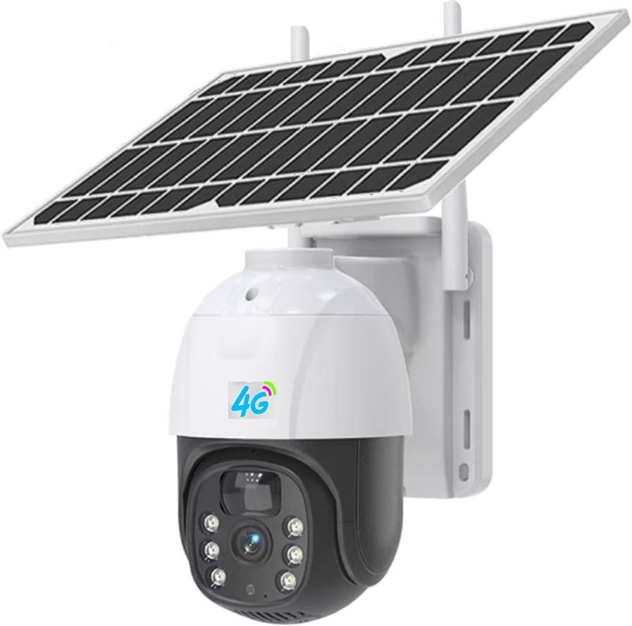 elektrowelt solar cctv camera, 4g solar ptz 5mp full hd waterproof, color night vision, live view, security camera (128 gb, 1 channel)