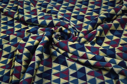 Image of Ethnics of Kutch Womens's Ajrakh Modal Silk Natural Dye Hand Block Print Unstitched Kurta Fabric