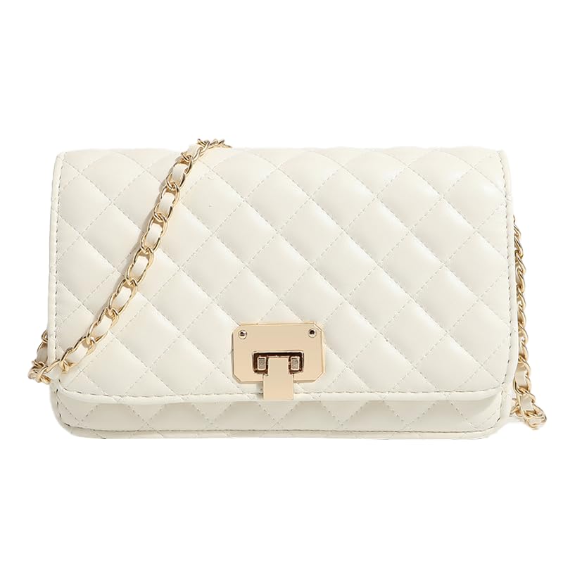 Crossbody Bags for Women Soft Vegan Leather Quilted Shoulder Bag with Chain Strap Stylish Clutch Purse