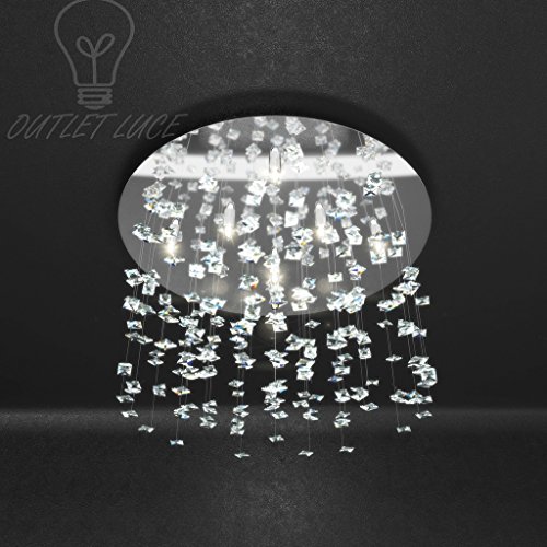 Plafonnier chrome 8 x G9 avec cristaux molati au design moderne Top Light
