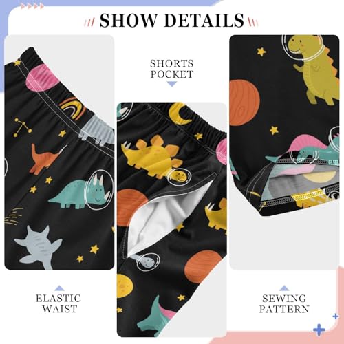 CaTaKu Boys Dino Space Dragon Planets Pants for Boys Girls Wide Leg Sweatpants Kids Long Bottoms with Pockets Size 6-14Y4