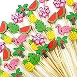 WorldBazaar Summer Cocktail Picks Tropical Party Supplies 120PCS Decorative Toothpicks for Appetizers Food Fruit Sticks Birthday Pool Beach Hawaiian Party Decorations Graduation End Of School