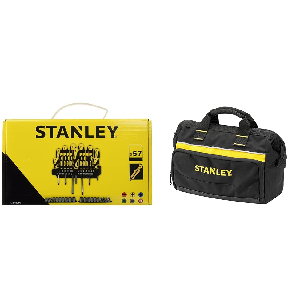 STANLEY STHT0-62143 Set 57 Pezzi Giraviti e Inserti e Chiavi a Bussola & 1-93-330 BORSA PORTA ATTREZZI 12,5"