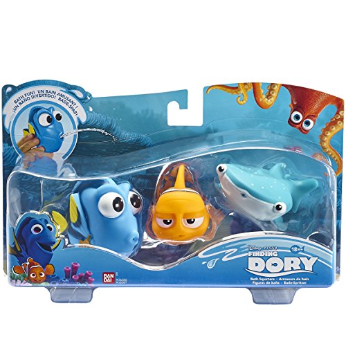 Buscando a Dory - Set de 3 Figuras de baño Dory, Marlin, Destiny, Azul (Bandai 36581)