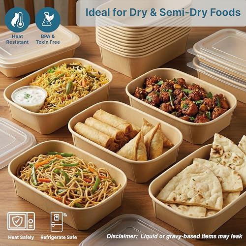 Image of Disposable Containers For Food with Lids | Rectangular Meal Prep Containers & Take Out Box | Microwave & Fridge Safe Food Storage Containers, Food Packing Box For Kitchen - 750ml, 200 Pack