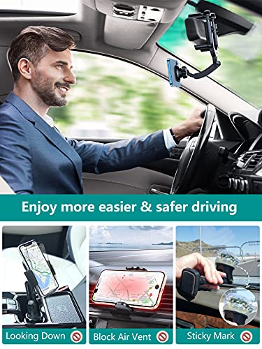 VICSEED Phone Car Holder Magnetic Vehicle Rear View Mirror Phone Mount, [6 Strong Magnets & Easy Install] Universal Cell Phone Automobile Cradles Fit with iPhone 13 12 Pro Galaxy S21 All Smartphones - Thumbnail 2