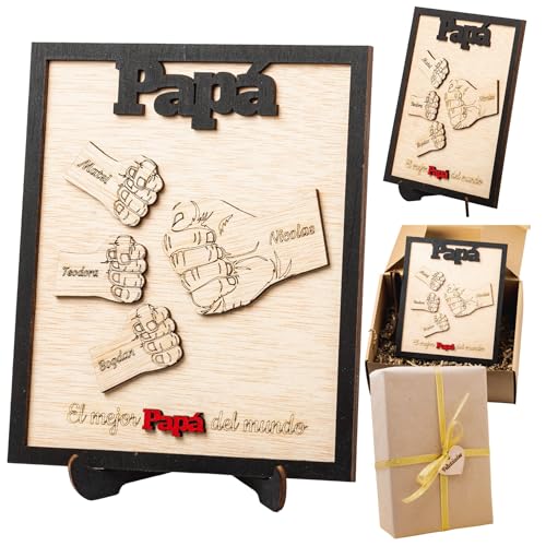 Olesea Regalo dia del padre – Marco Papá Personalizado Abuelo con Nombres de los Niños Regalos Originales Para Hombre Cumpleaños Aniversario (Papa)