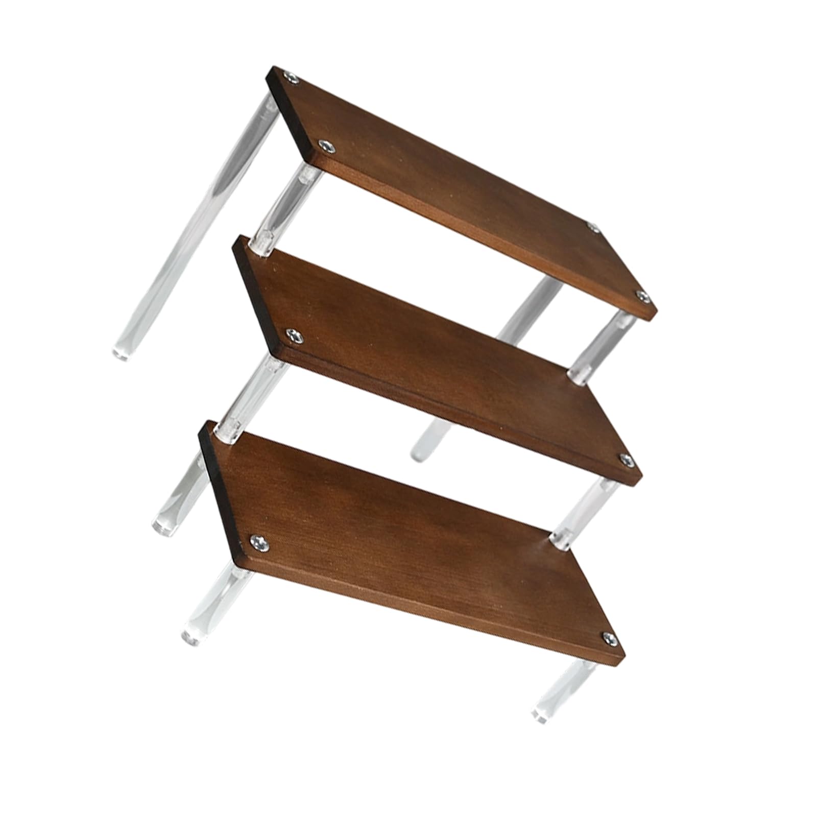 PANGBOER Handcrafted Wood Step Shelf for Showcasing Figurines Cakes and Miniature Items Cupcakes Display Stand Old Wooden Display Stand