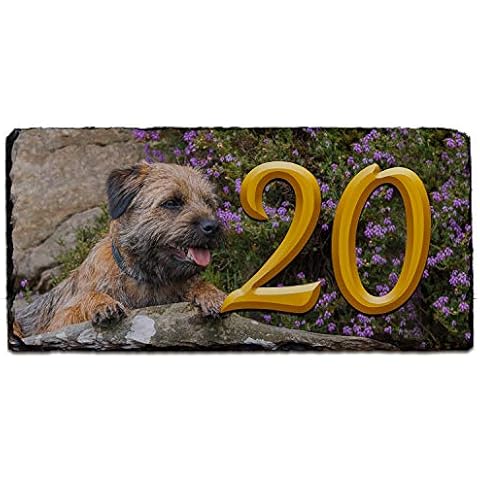 Border Terrier Dog House Number Slate Name Gate Sign Plaque Door Personalised SL09 Cover