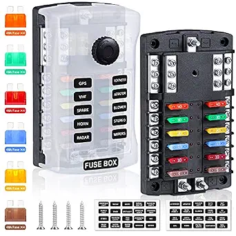 Upgraded 12 Way Blade Fuse Block Fuse Box with LED Indicator for 12V/24V Vehicles