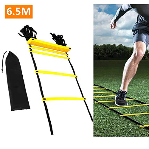 Mioke Velocidad Escalera de Agilidad de Fútbol Entrenamiento Ajustables 6.5 Metros de Velocidad con Borsa