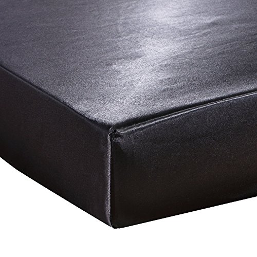 Tofern Protège Couvre Matelas Elastique Eté Frais Hôtel Décoration Chambre Satin Lisse Elégant Bonnet 30cm Alèse Doux Résistant Lavable 100/140/160/180/200, Noir 160 x 200 cm