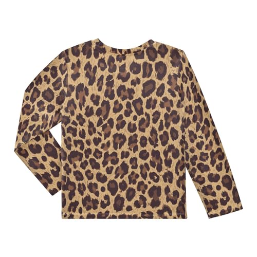 Aflyko Animal Print Kids Rash Guard Shirts Leopard Animal Print Cool Brown Boys Girls Rashguard UPF 50+ UV Sun Protection Swim Shirt Camping Hiking Swimming Fishing Travelling 9-10T2