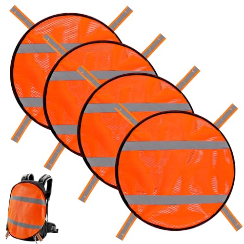 Wenfan 4PCS Blaze Orange Safety Panel with Reflective Strips High Visibility Hunting Panel Lightweight Blaze Orange Panel Hunting Mesh Tent Backpack Cover Safety Panel for Hiking Camping Biking,12