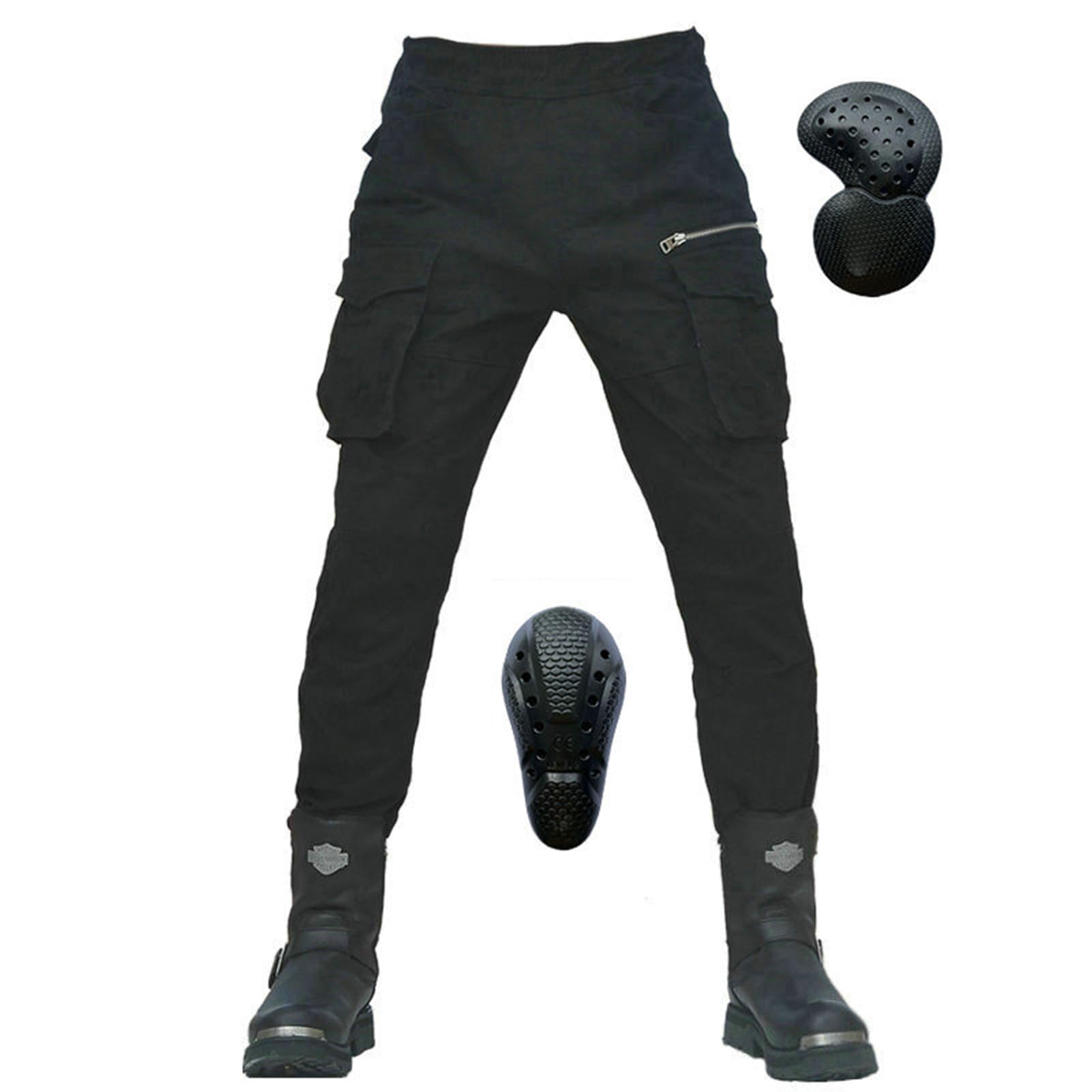 Jeans da Moto da Uomini Pantaloni da Motociclista in Denim Impermeabili Protezione Impermeabile Pantaloni da Moto da Ciclismo Jeans da Motociclista Elasticizzati con 4 Protezioni