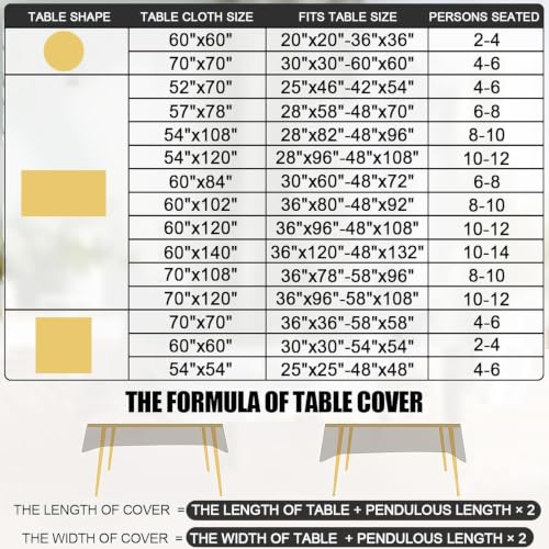 Image of Smiry Square Waterproof Heavy Duty Vinyl Tablecloths, 60 x 60 Inch