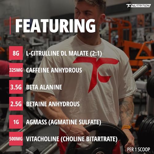 Image of TC Nutrition Batch 27 Pre Workout Powder - 8g Citrulline, 3.5g Beta Alanine, 2.5g Betaine, 325mg Caffeine | Instant Energy, Focus, Pumps, & Strength | Nitric Oxide Booster 20 sv (Rocket Pop)