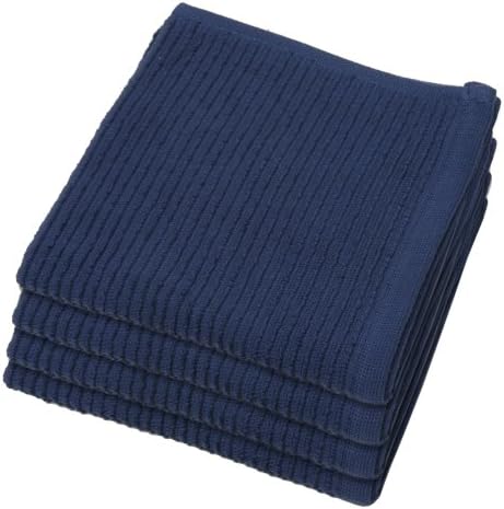 Now Designs Ripple Kitchen Dishcloth, Set of 4, Indigo Blue