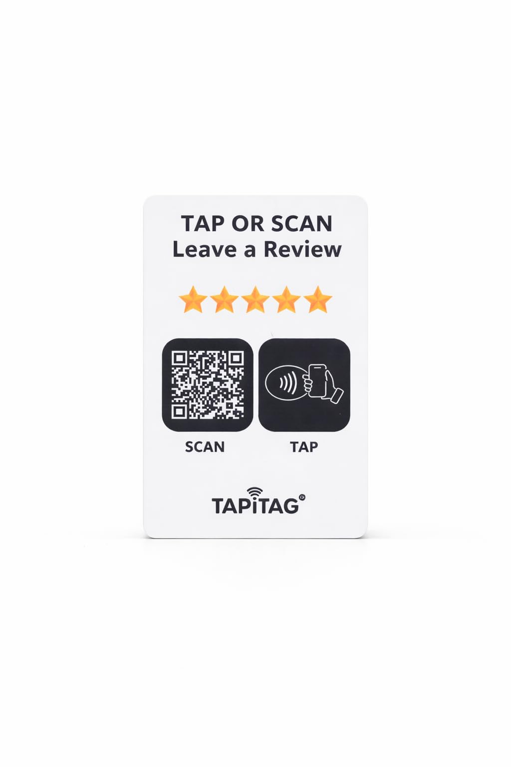 TAPiTAG Google Review Card with NFC and QR Code - NO Subscription – Tap or Scan to Leave a Google Review, Business Card Size, No App Needed, Works with iPhone & Android (PVC White) — image 1