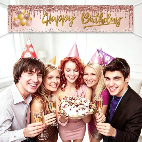Image of Excelloon Happy Birthday Decorations Birthday Banner for Girls Women