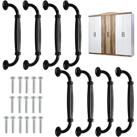 Lucywey Tiradores para armario de aluminio negro 8 piezas Cover