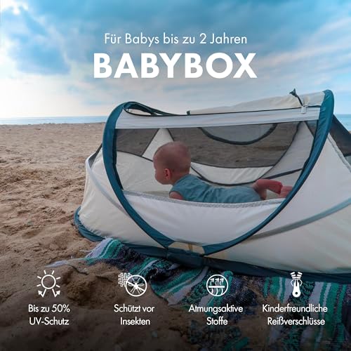 Deryan Baby Reisebett ab Geburt bis 2,5 Jahre - Pop Up Babybett Babyzelt in 2 Sekunden aufgestellt - inkl. Moskitonetz & Reisetasche - 76x46x117cm (Creme)